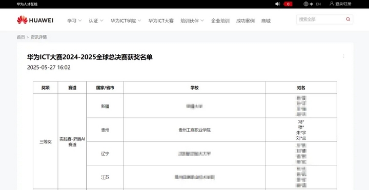 貴工商再次斬獲華為ICT大賽全球總決賽三等獎