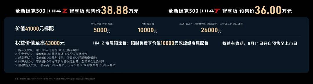 全新坦克500預售36萬起!不僅有智駕,還有冰箱彩電大沙發